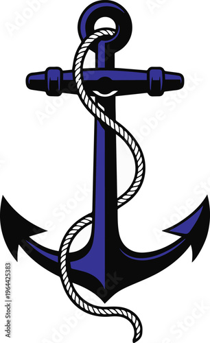 Anchor with rope badge for apparel and merchandise