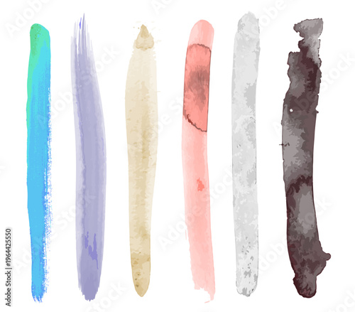 水彩絵の具のにじみを活かしたブラシストローク素材セット｜ナチュラルで柔らかい手描きテクスチャのカラーペイント集
