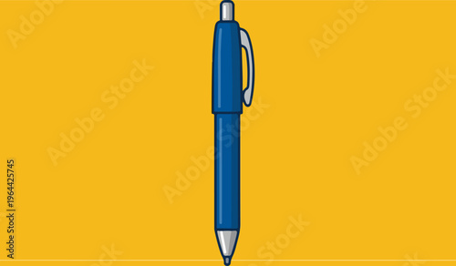 Blue Pen on Yellow Background.