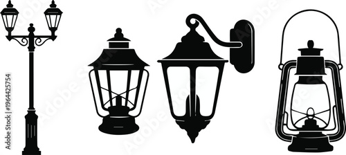 Wall mounted lantern with curved bracket