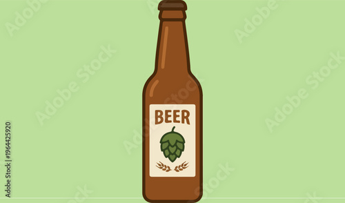 Brown Beer Bottle with Label.