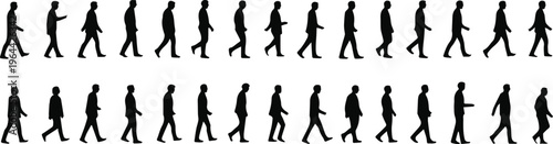 Walking sprite sheet frames for 2D game character animation