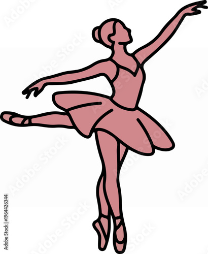 Cartoon pink ballet dancer girl.