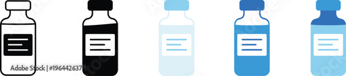 Medicine bottle and vaccine vial icon, flat vector illustration, minimal symbol for drugs pharmaceuticals healthcare and medical concepts.