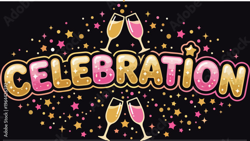 Champagne Glasses Celebration Toast.