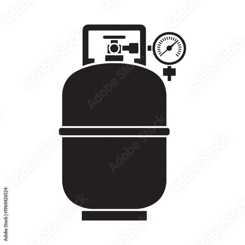 Simple black silhouette illustration of a propane tank with pressure gauge