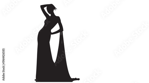 Elegant woman silhouette fashion pose vector