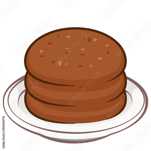Simple pancake stack served on plate. Clean and minimal breakfast illustration suitable for menu, cafe, and food branding.

