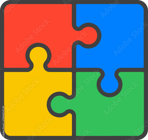 Colorful Puzzle Pieces Together.