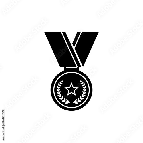 Gold medal with ribbon on white background