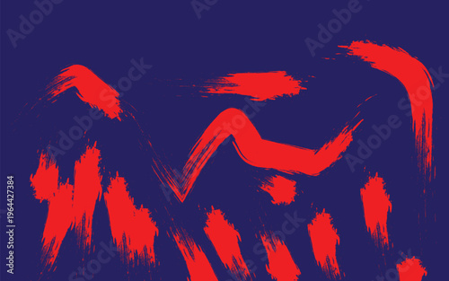 Abstract red brushstrokes against a deep blue background with dynamic fluidity