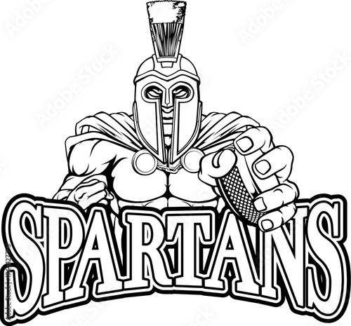 A spartan man ice hockey sports team cartoon mascot