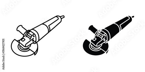 Comparison of an angle grinder with different blade designs and color schemes