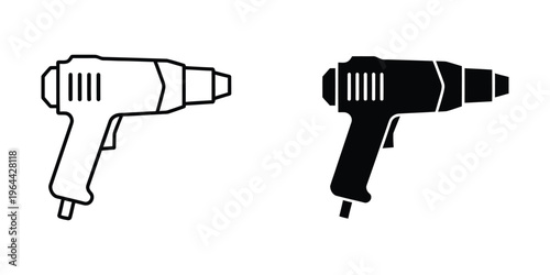 Comparison of a white and black power drill design illustration