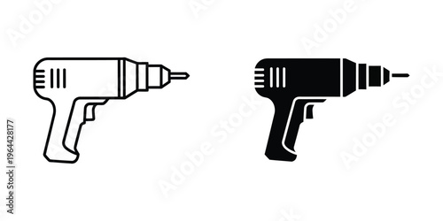 Comparison of a light and dark colored power drill icon design