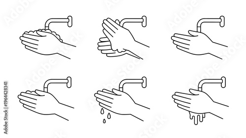 Hand Washing Step-by-Step Vector Illustration – Proper Hygiene Routine