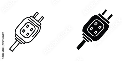 Two different types of power plug adapters connected to cables