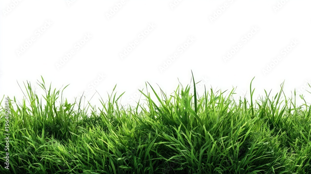 Fototapeta premium Green grass. Spring banner on white.