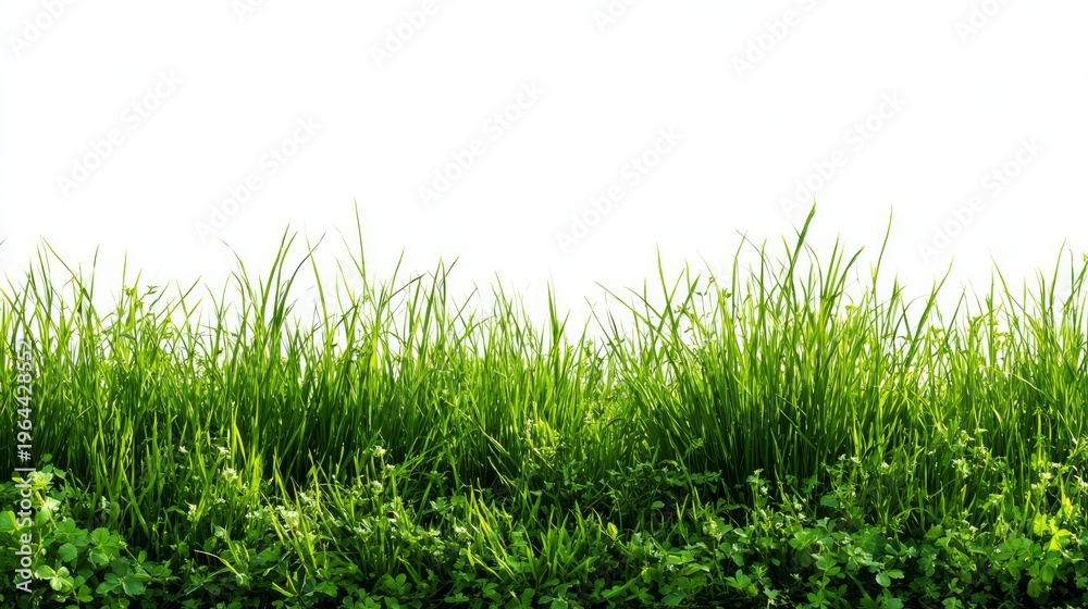 Obraz premium Green grass. Spring banner on white.