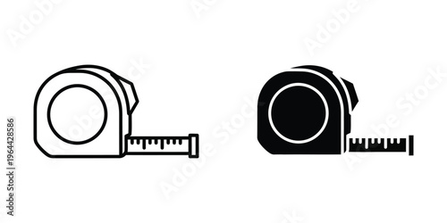 Two different styles of tape measures displayed side by side in black and white.