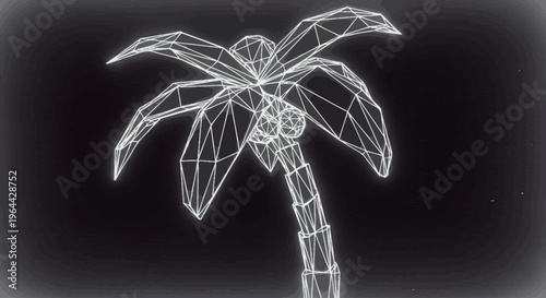 Wireframe Palm Tree Design Element.