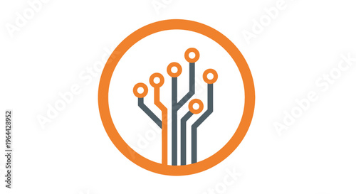 Circuit board with orange circle.