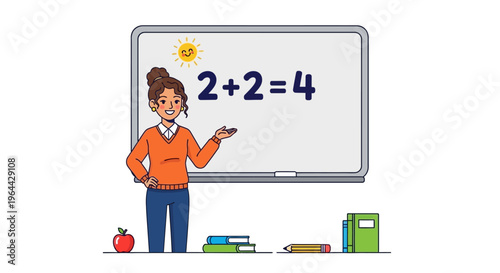 Female Teacher Standing in Front Board.