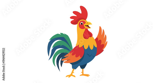 Colorful Rooster Bird Animal Illustration.