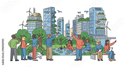 People standing in a city environment.