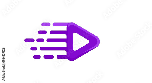 Purple play button with motion lines.
