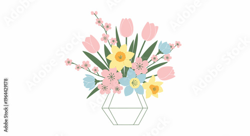 Colorful flowers in a vase.