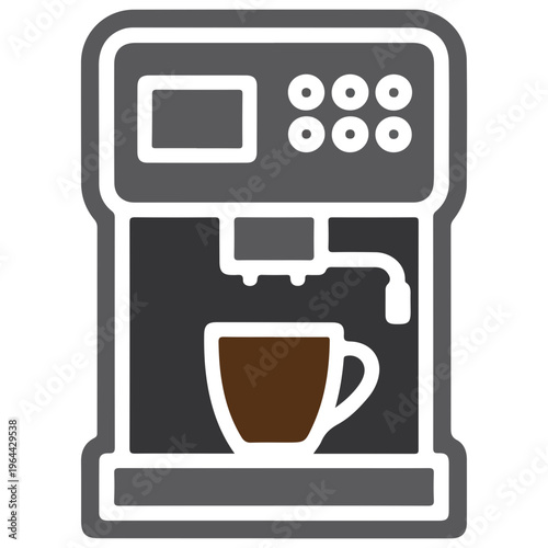 Gray coffee machine with brown cup coffee maker gray machine