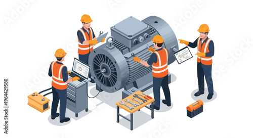 Industrial Electric Motor Maintenance and Repair Team.