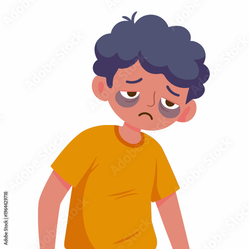 Sick Child with Dark Circles Under the Eyes Depressed