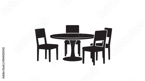 Dining table and chairs furniture silhouette vector