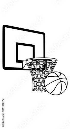 A basketball going through a hoop isolated on white background, Vector