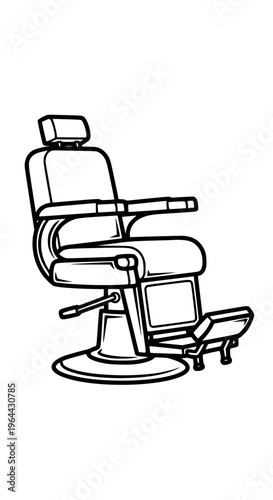 A barber chair with armrests and footrest isolated on white background, Vector