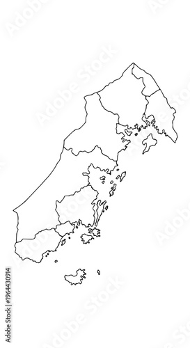 Map of south korea with provinces isolated on white background, Vector