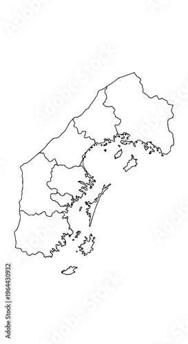 A map of south korea with provinces isolated on white background, Vector