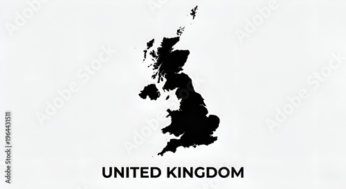 Minimalist black silhouette map of the United Kingdom