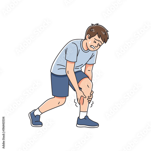 Sick Man Holding Knee in Pain from Knee Injury