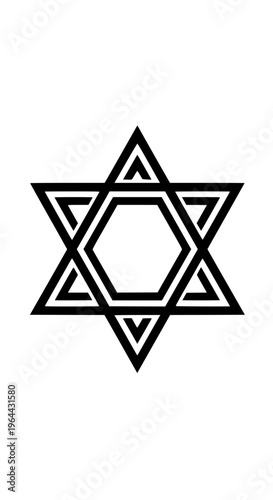 A black and white star of david symbol isolated on white background, Vector