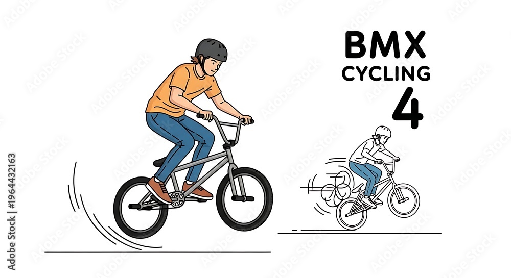 Fototapeta premium BMX Cycling Action Illustration Depicting Rider Performing Stunts and Tricks.