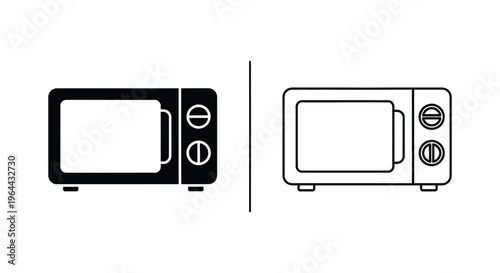 Black and white microwave oven line art Vector