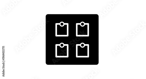 Vector illustration of four square icons with dots arranged in a grid pattern on transparence background