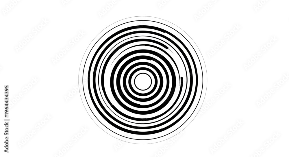 Fototapeta premium Concentric black and white spiral pattern creating a hypnotic visual effect.
