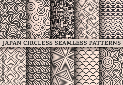 Japanese geometric Circles. Seamless pattern.