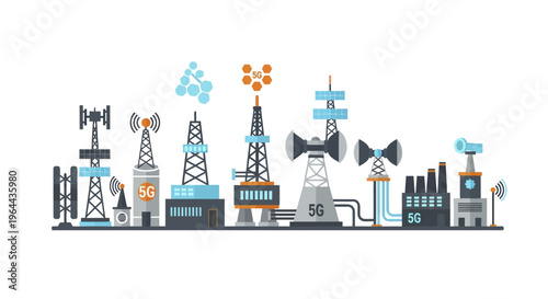 Diverse Communication Towers and Industrial Structures Collection.