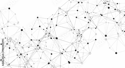 Photos Abstract network of interconnected nodes and lines on a white background, representing data or connections