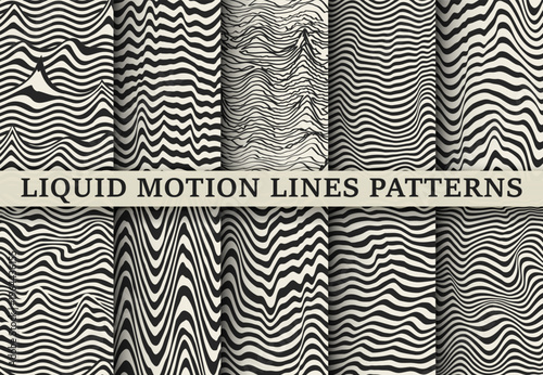 Liquid Motion Monochrome. Seamless pattern.